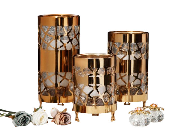 شمعدان طرح سنگی برنز