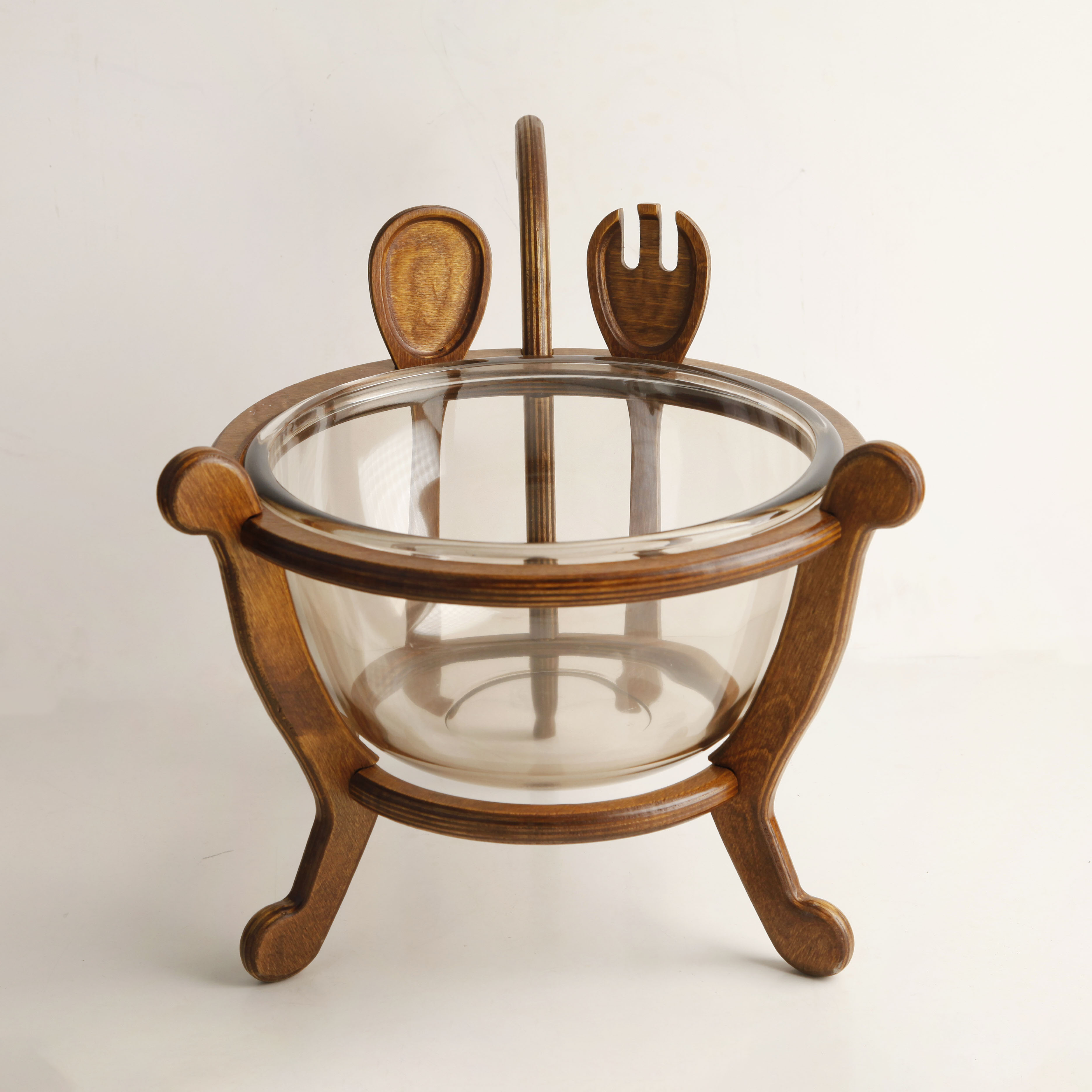 سالادخوری چوبی دسته‌دار