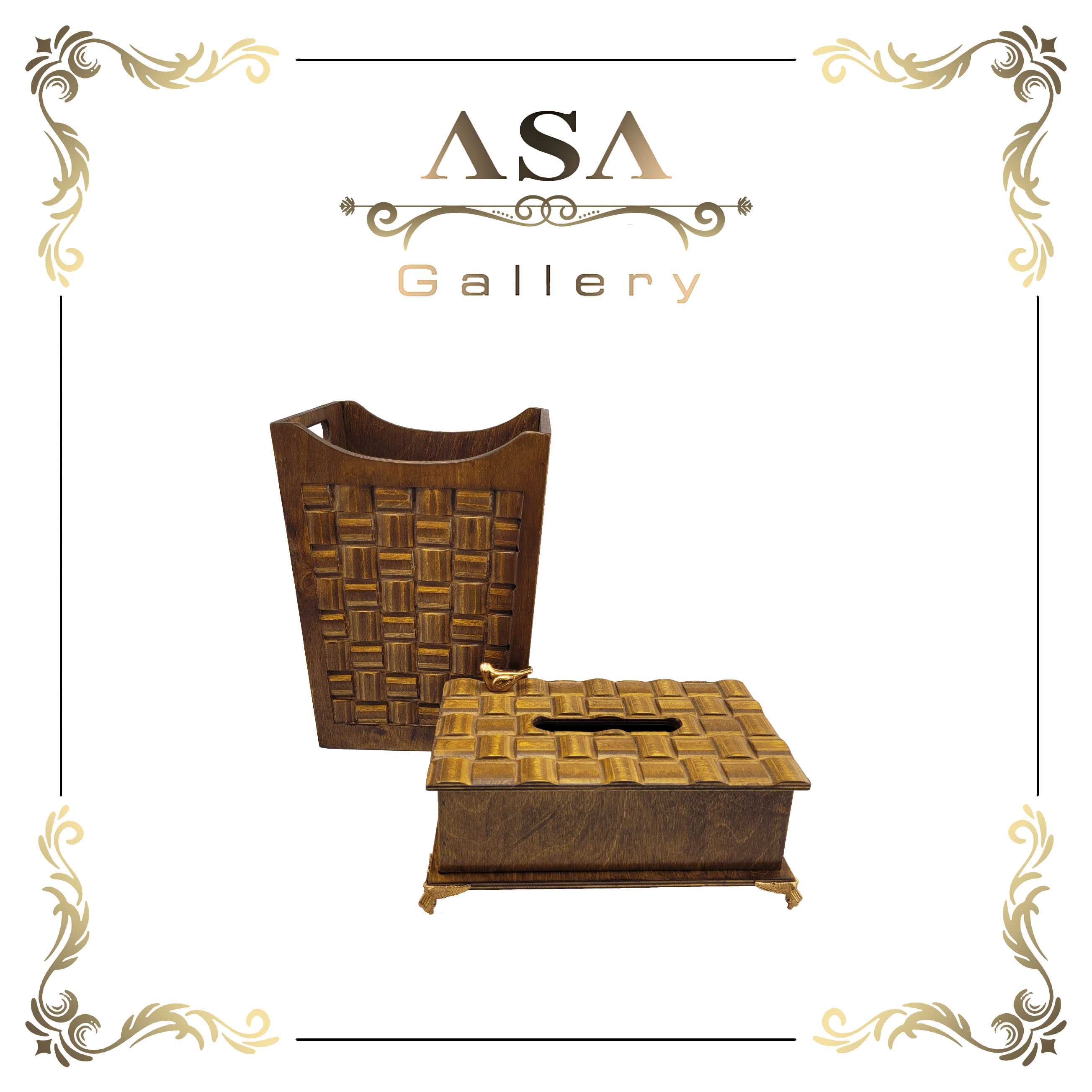 جادستمال چوبی طرح مربع