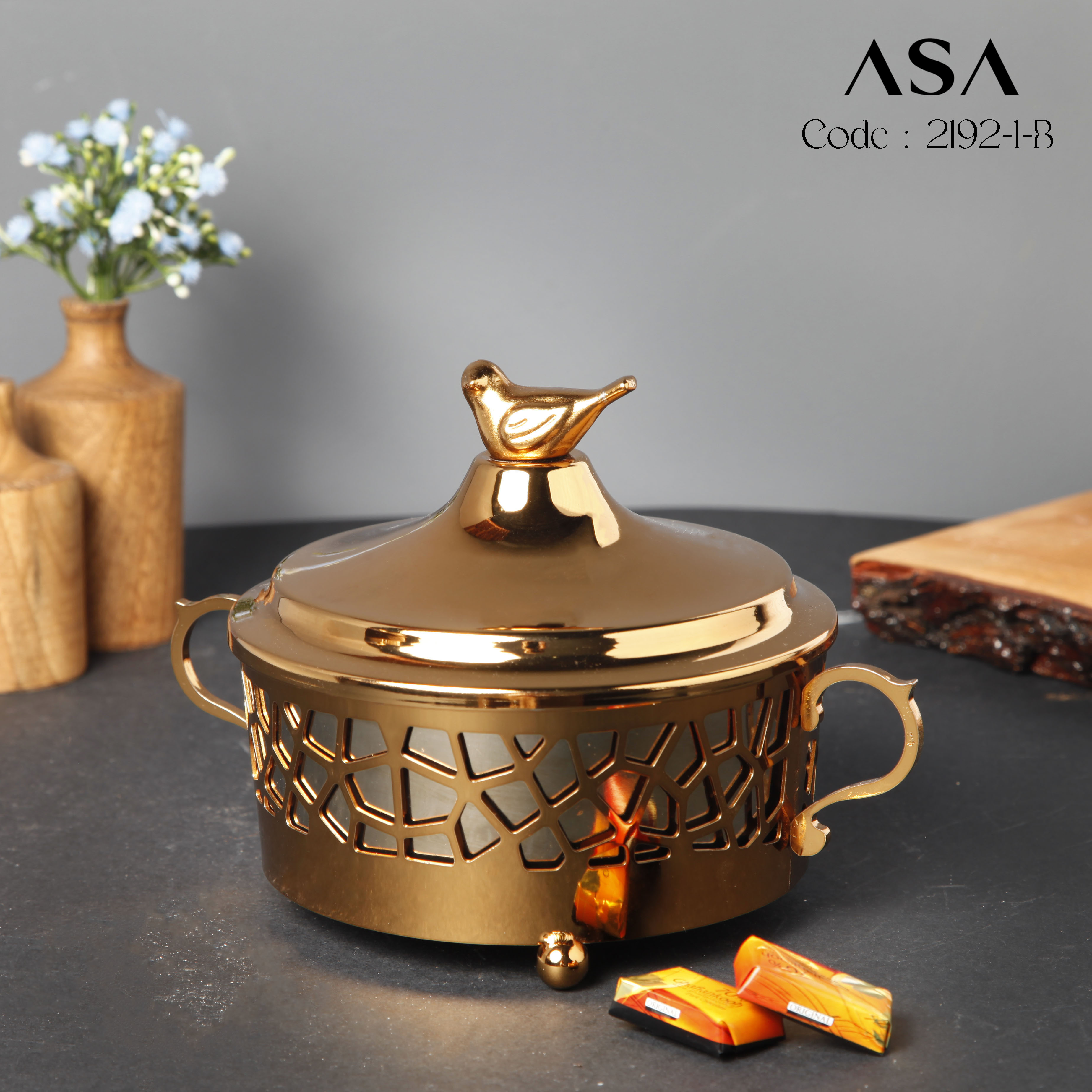 قندان فلزی بزرگ طرح پرده‌ای برنز