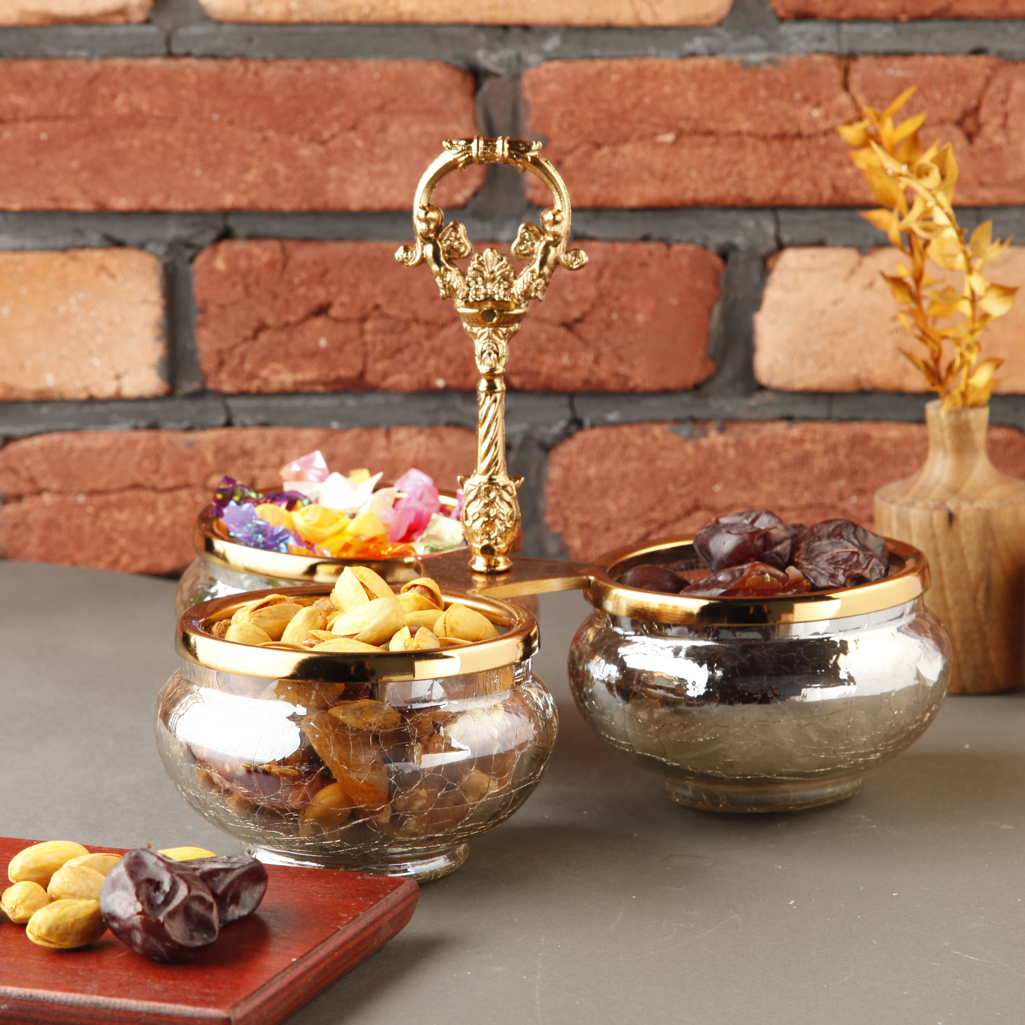 اردو شیشه آبگز 3 تایی دسته فرشته برنز