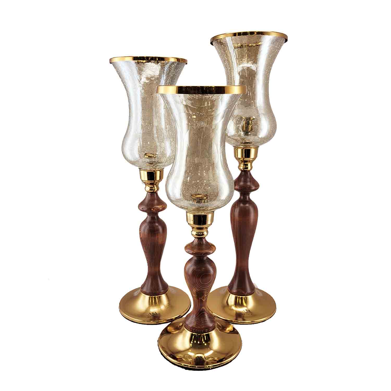 شمعدان لاله چوبی برنجی