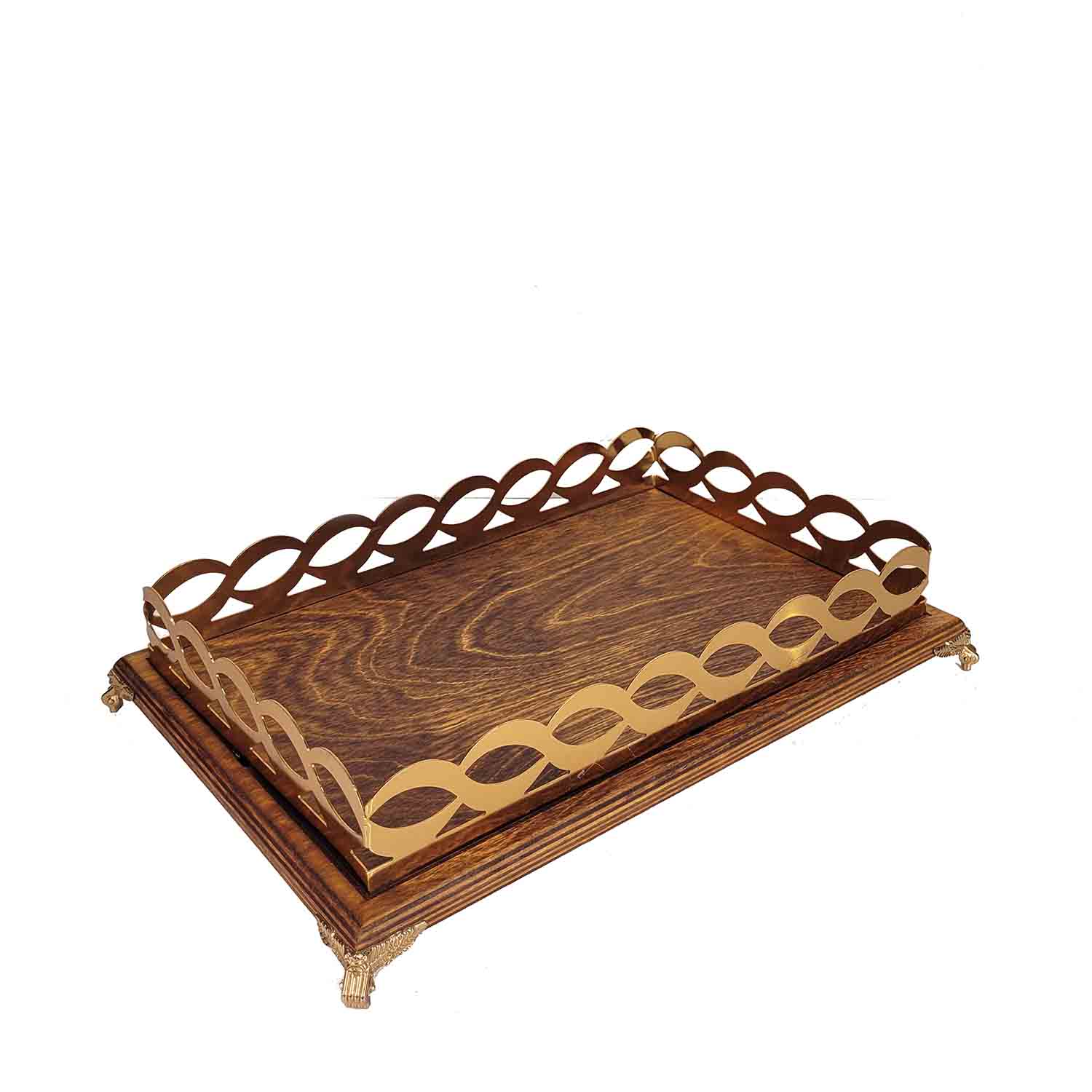 سینی مستطیل چوبی برنز