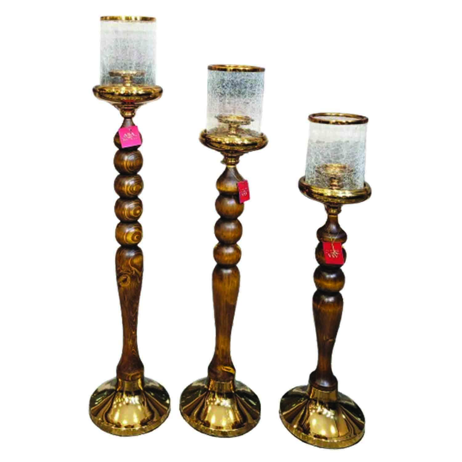 شمعدان کنار سالنی چوب روس برنز