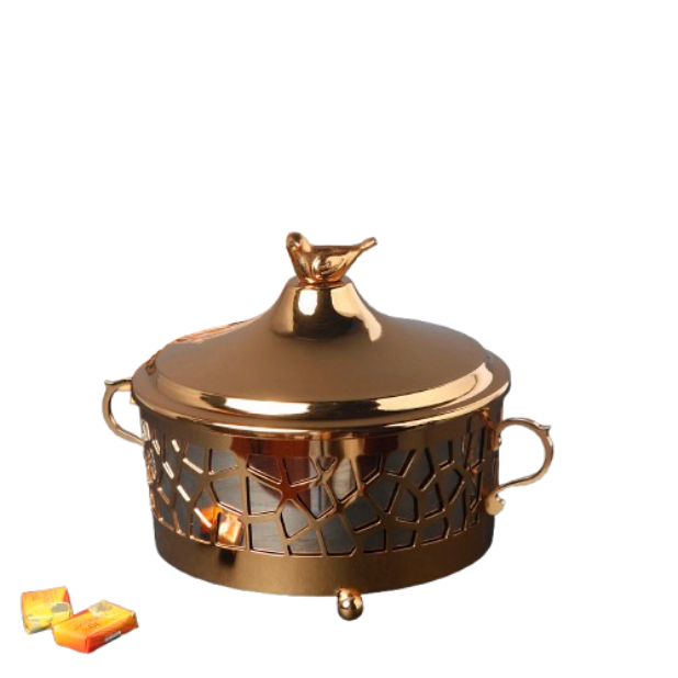 شکلات‌خوری فلزی دسته‌دار طرح سنگی بزرگ برنز